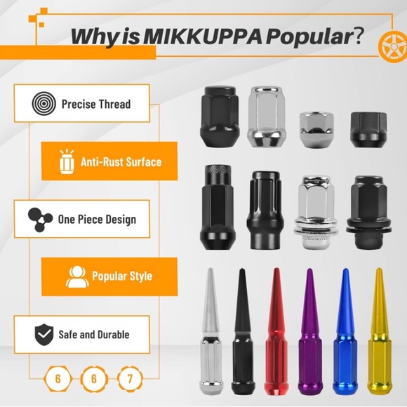 Brand New - MIKKUPPA M12x1.5 Lug Nuts Set of 24pcs Hex 13/16'' (21mm) Chrome - Picture 16 of 16